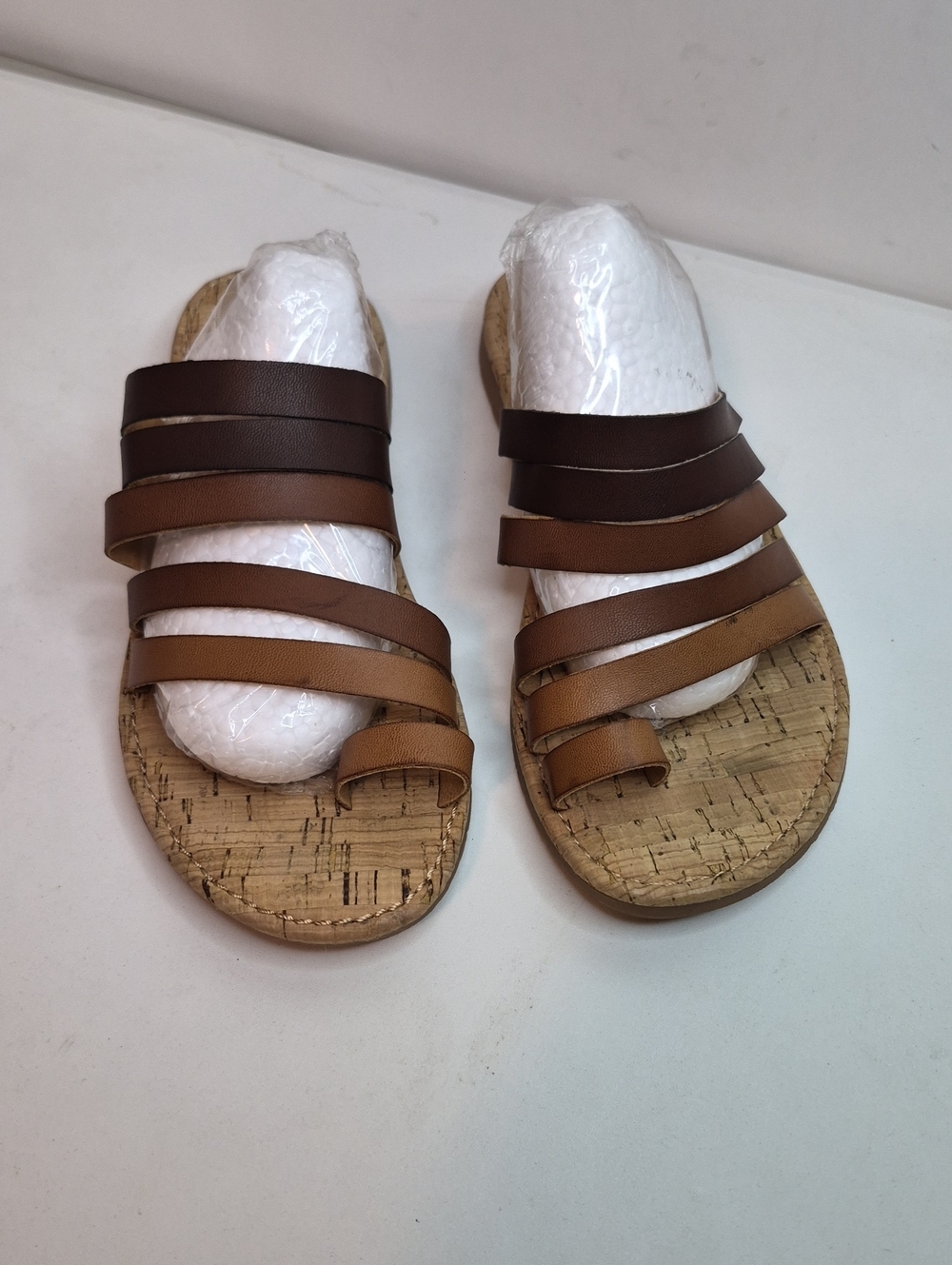 Kork-Ease Brown and Tan Multi-Strap Cork Slide Sandals Size 7M